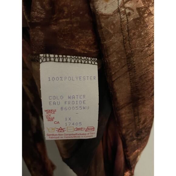 Vintage Conrad C Womens Top 1X Red Floral Stretch Long Sleeve Artsy Deadstock - Picture 4 of 8